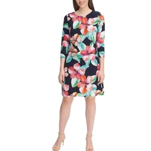NWT Tommy Hilfiger Floral Leaf Print Jersey Dress Size 12